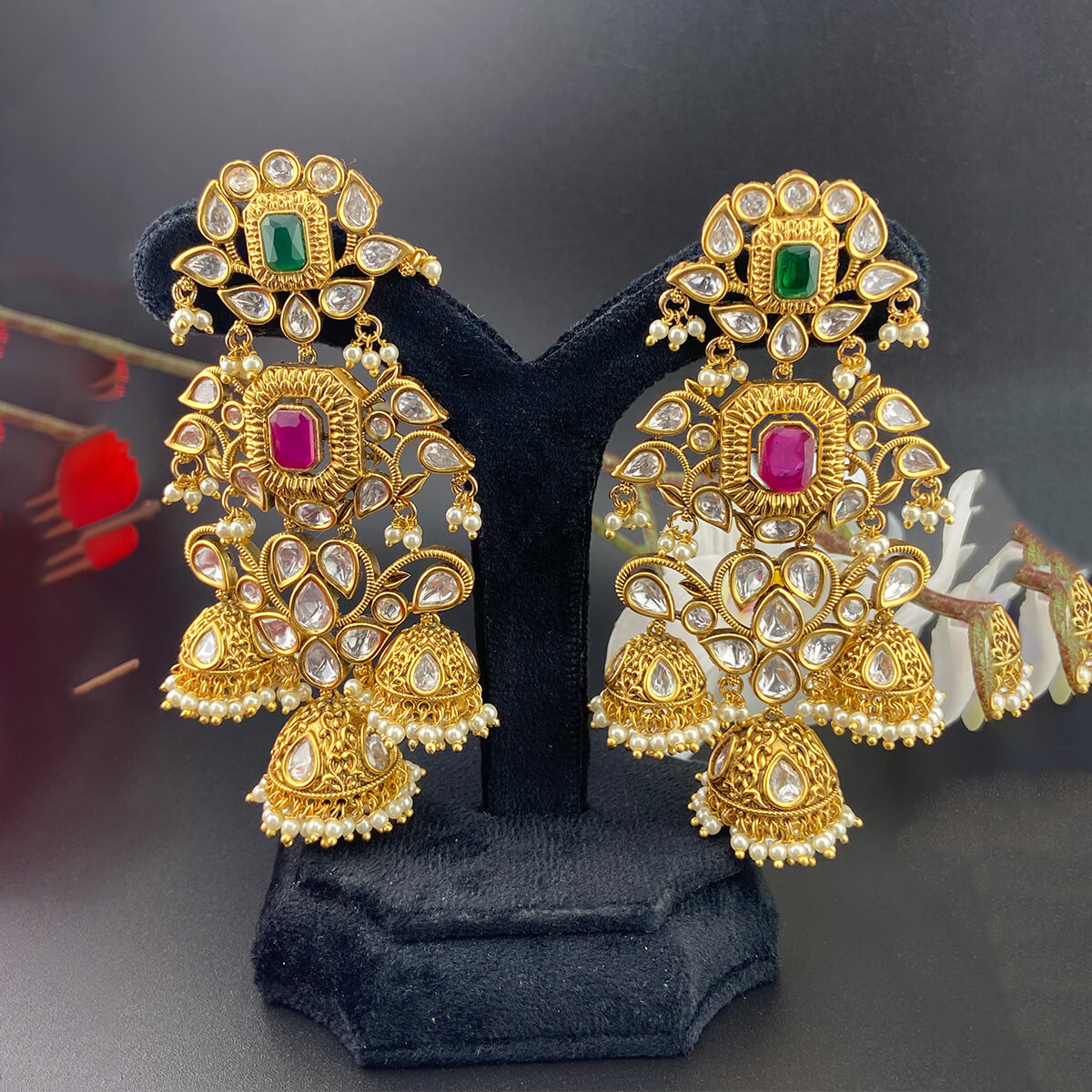 AC Kundan Oversized With Jhumkis
