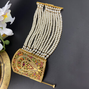 Pearl Combo In Gold Plated Jadau Bracelet